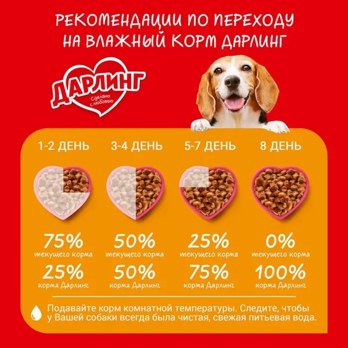 Влажный корм DARLING для собак, говядина в подливе, пауч, 75 г