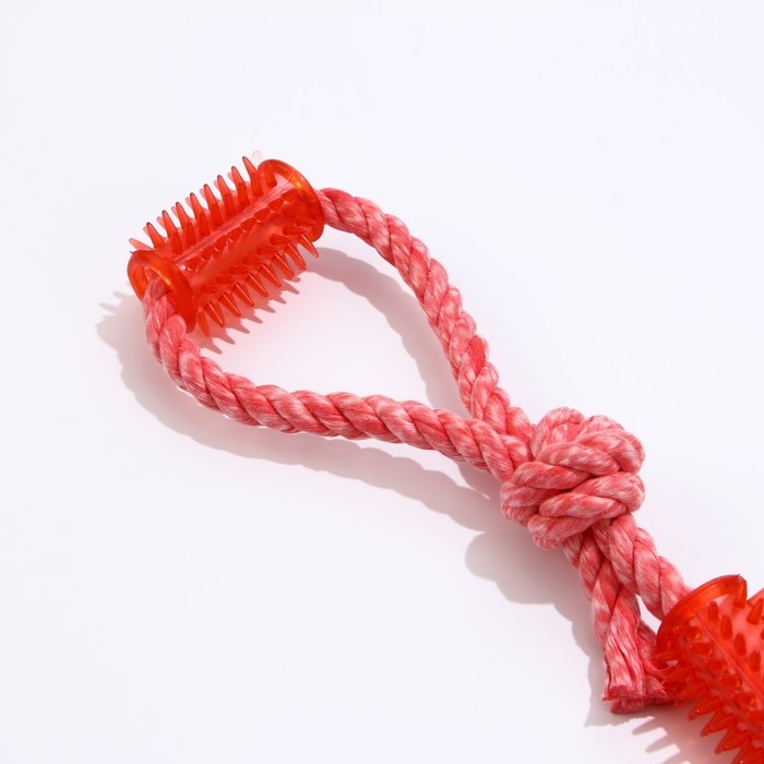 Игрушка канатная с жевательными элементами Игрушка канатная с жевательными элементами "Зубочистка", 45 см, микс цветов