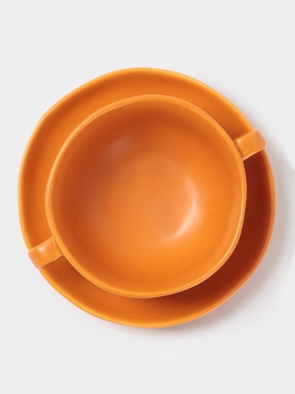 Бульонница Magistro  Бульонница Magistro "Potter" 255мл 15х2,5 цвет оранжевый с блюдцем