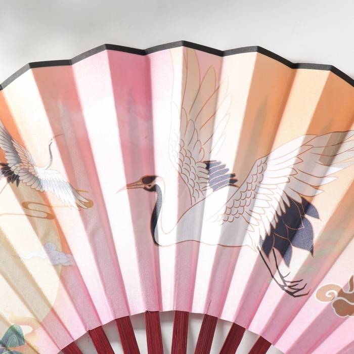 Веер дерево, текстиль h=26,8 см  Веер дерево, текстиль h=26,8 см "Журавли в небе" МИКС