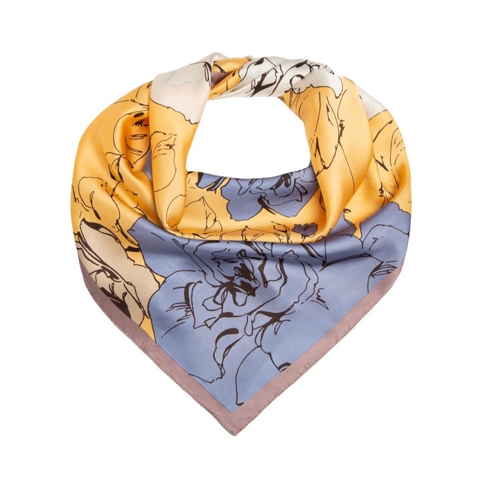 Платок текстильный, цвет жёлтый/синий, размер 70х70 Платок текстильный, цвет жёлтый/синий, размер 70х70