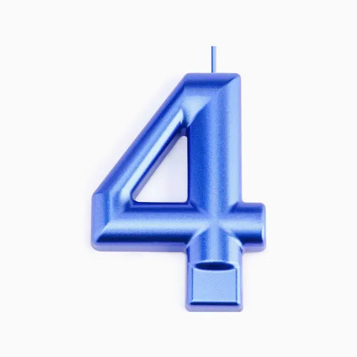 Свеча для торта «Европейская ГИГАНТ», цифра 4, 7 см, синий металлик Свеча для торта «Европейская ГИГАНТ», цифра 4, 7 см, синий металлик