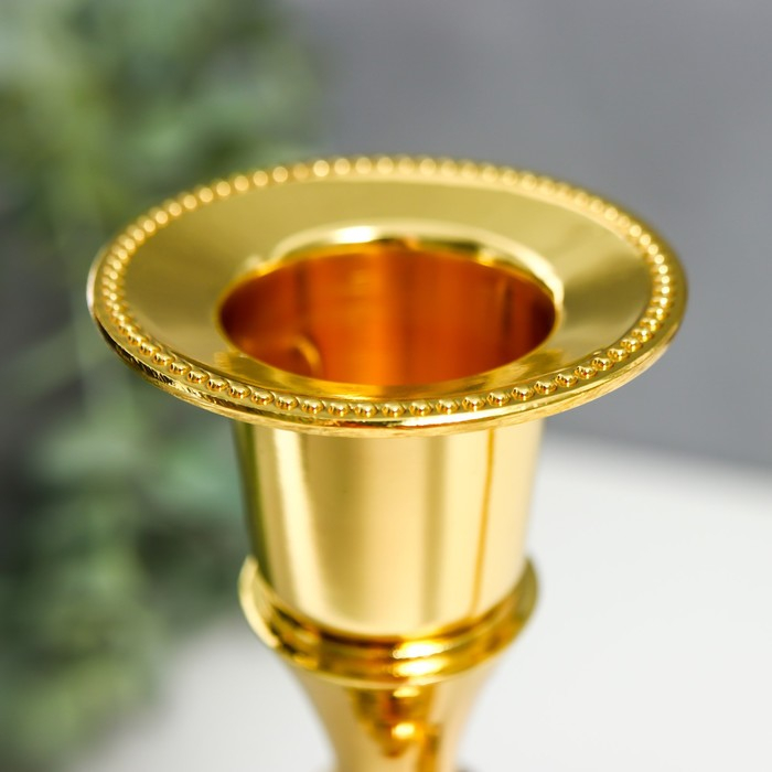 Подсвечник металл "Плавность" золото набор 2 шт 24х10х10 см