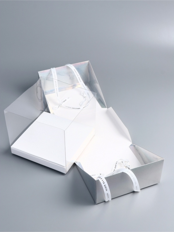 Коробка под бенто-торт с ленточками, 21 х 21 х 18 см Коробка под бенто-торт с ленточками, 21 х 21 х 18 см