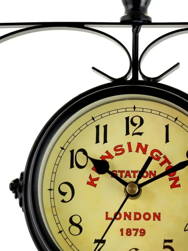 Часы настенные интерьерные Kensington station, двусторонние, на подвесе, бесшумные, плавный ход, d=12 см, от батареек 2&times;АА