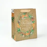 Пакеты подарочные &laquo;Новогодние чудеса&raquo;, набор 5 шт. 18&times;23&times;10 см и 1 шт. 26&times;30&times;9 см