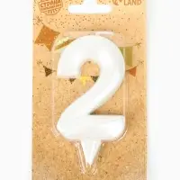 Свеча в торт &laquo;Грань&raquo;, цифра 2, жемчужный, 6.5 см