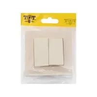 Выключатель проходной TOT Matte Glass, 10 А, 2 клавиши, скрытый монтаж, стеклянная рамка, бежевый