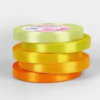 Атласная лента, набор 5 шт., 10 мм, 23&plusmn;1 м, жёлтый, оранжевый