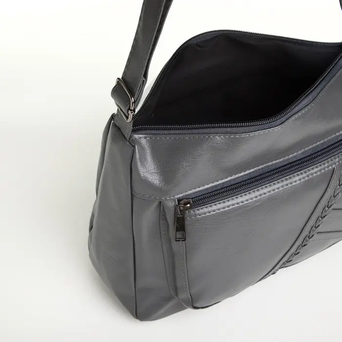 Сумка женская кросс-боди на молнии, 28&times;10&times;20 см, серая