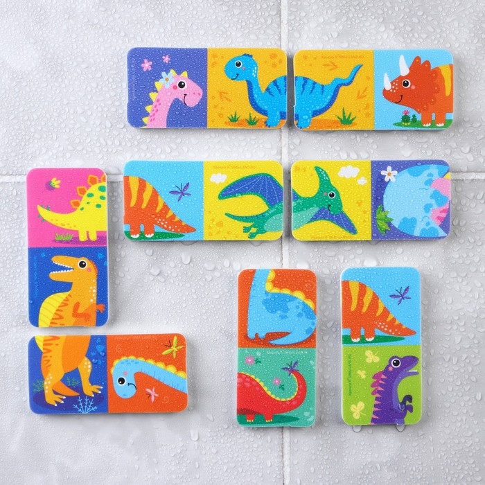 Домино EVA для игры в ванне «Динозаврики», 20 деталей Домино EVA для игры в ванне «Динозаврики», 20 деталей