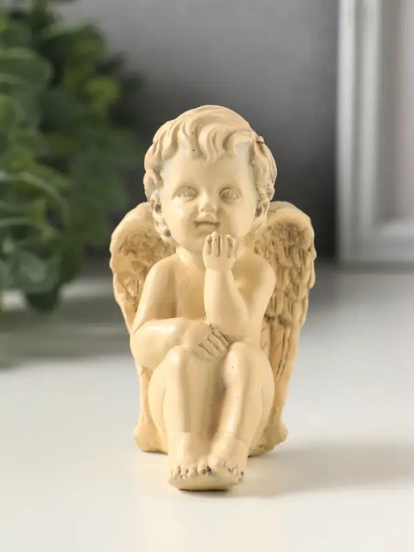 Фигурка гипс &laquo;Ангел мечтает&raquo;, 10&times;5 см, слоновая кость
