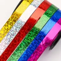 Лента упаковочная голографическая, ассорти, 6 цветов, 0.8 см &times; 3 м