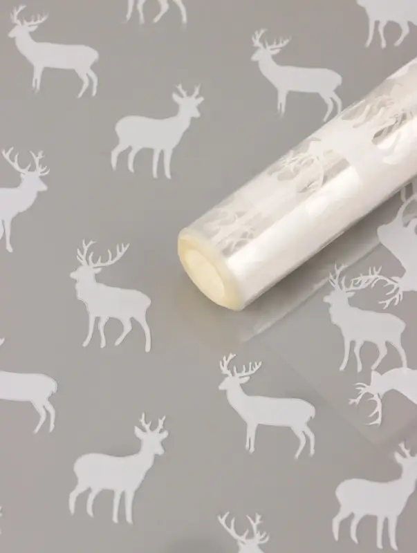 Пленка глянцевая "Северные олени", белый, 0,7 х 7,5 м, 40 мкм, 200 гр