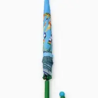 Зонт - трость детский &laquo;Животные&raquo;, полуавтоматический, R=43/50 см, d=86 см, голубой