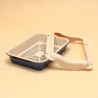 Туалет средний с бортом и сеткой 36&times;26&times;9, см, лоток синий, сетка и борт бежевый