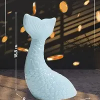 Копилка для денег &laquo;Хвост русалки&raquo;, керамика, голубой перламутр, 16&times;9&times;18.8 см