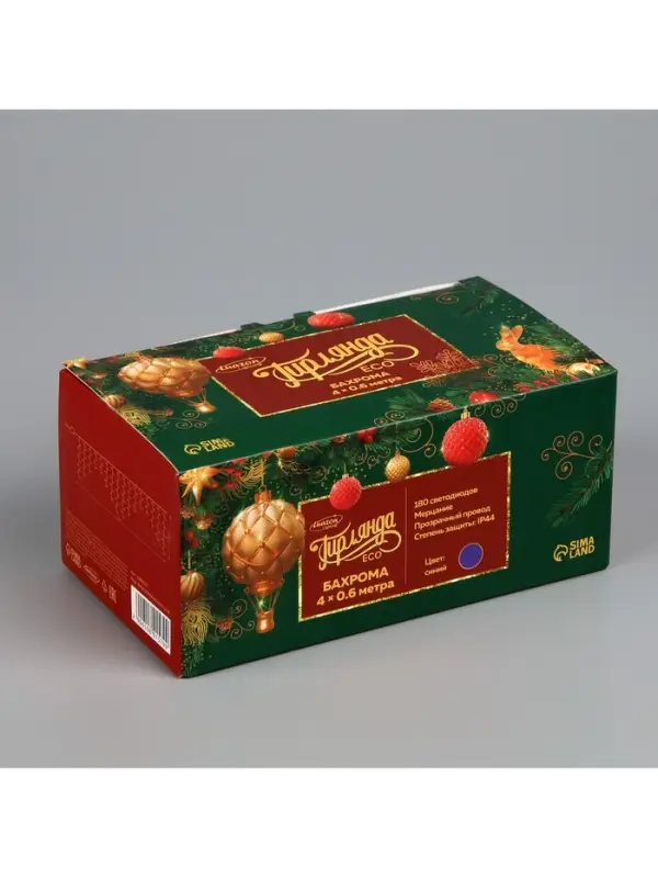 Гирлянда &laquo;Бахрома&raquo; 4&times;0.6 м, IP44, прозрачная нить, 180 LED, свечение синее, мерцание белым, 220 В