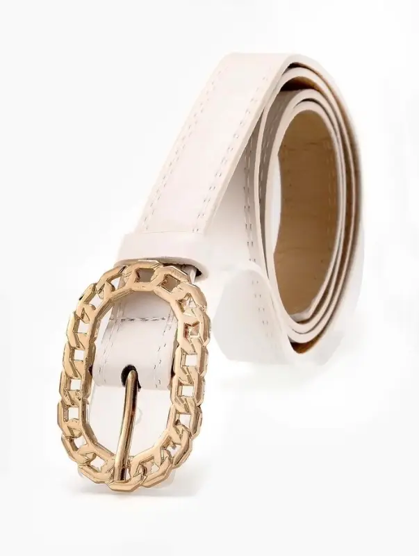 Ремень женский &laquo;Кружево&raquo;, 110&times;2.5 см, пряжка металл, золотистая, белый