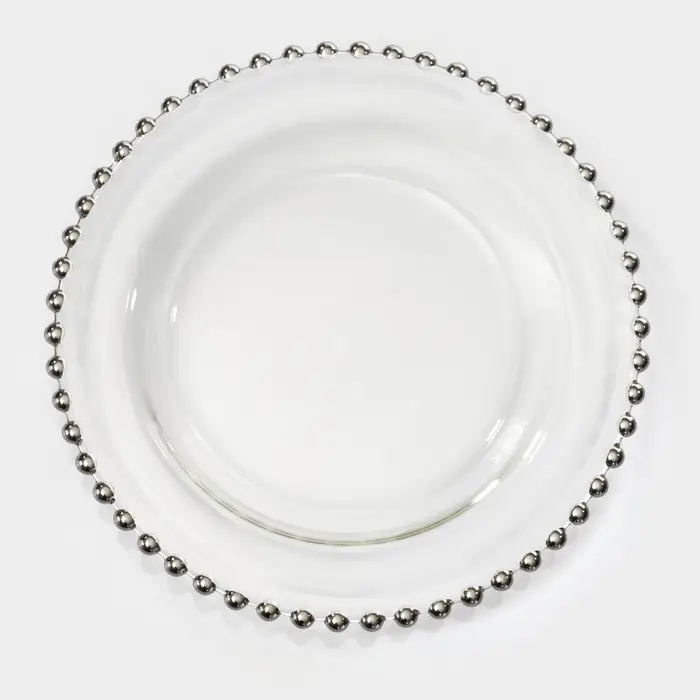 Тарелка стеклянная «Орбита», d=21 см, цвет серебряный Тарелка стеклянная «Орбита», d=21 см, цвет серебряный