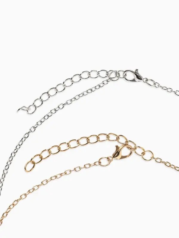 Кулоны парные на цепочке &laquo;Неразлучники. Половинки сердец, ключ и замок&raquo;, L=45 см, набор 2 шт. цвет серебро, золото