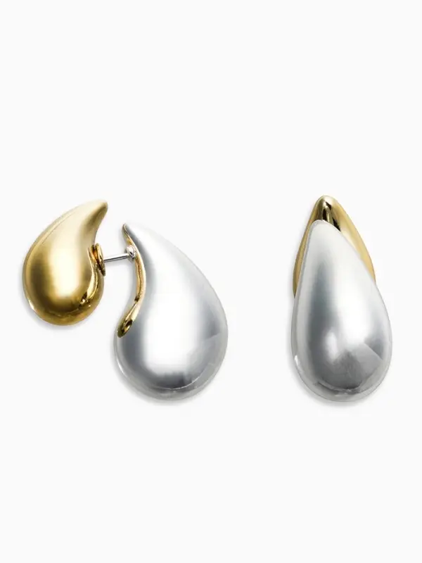Серьги двойные &laquo;Капли Бо&raquo;, цвет золото, серебро