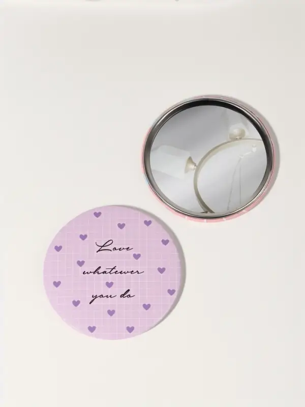 Зеркало карманное &laquo;Надписи&raquo;, d=7 см, цвет МИКС