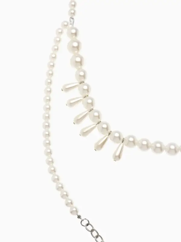 Бодичейн женский на тело &laquo;Жемчужные капли&raquo;, белый в серебре