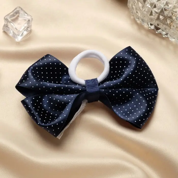 Резинка для волос «Школьница», синий с кружевами