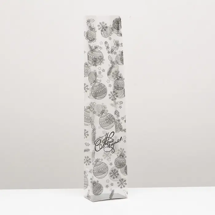 Пакет подарочный новогодний с жёстким дном 11×7×53 см Пакет подарочный новогодний с жёстким дном 11×7×53 см