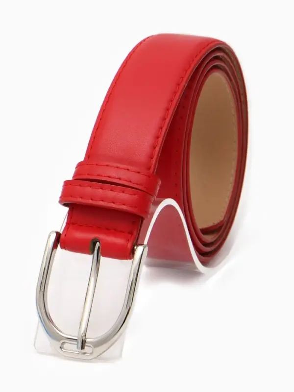 Ремень женский, 3.5&times;110 см, 1 прокол, серебристая пряжка, без винта, красный