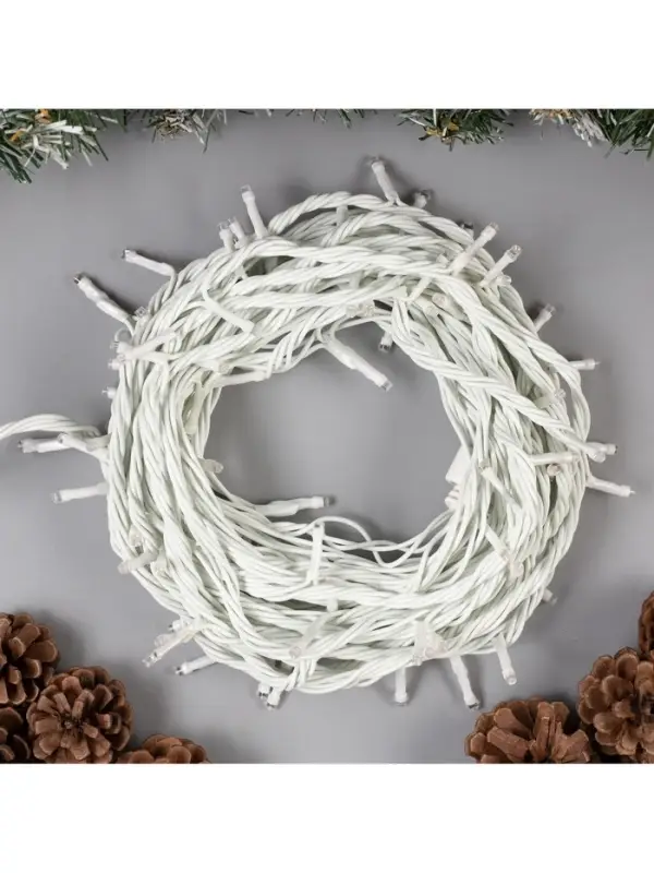 Гирлянда &laquo;Нить&raquo; 10 м, IP44, УМС, белая нить, 100 LED, свечение мульти, 220 В