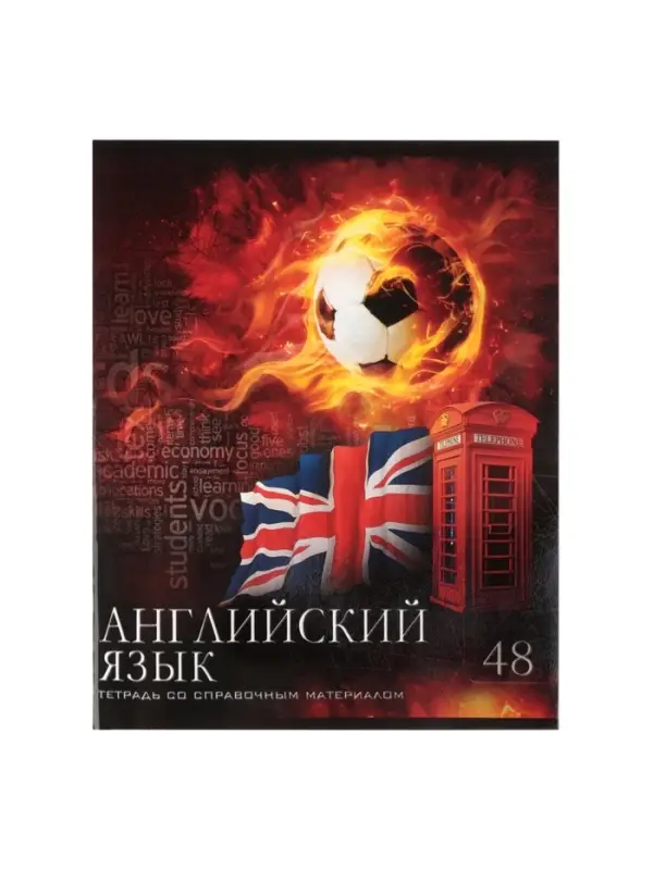 Предметная тетрадь по английскому языку Calligrata &laquo;Футбол&raquo;, 48 листов, в клетку, со справочным материалом, обложка из мелованного картона