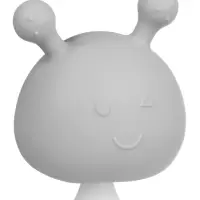 Прорезыватель силиконовый для зубов с погремушкой 3 в 1 M&B «Зайка», серый