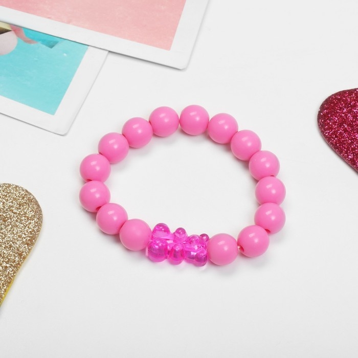 Браслет детский «Выбражулька» мармеладный мишка, цвет матовый розовый