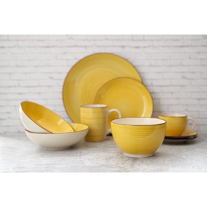 Тарелка керамическая обеденная Доляна «Морской мир», d=27 см, цвет жёлтый