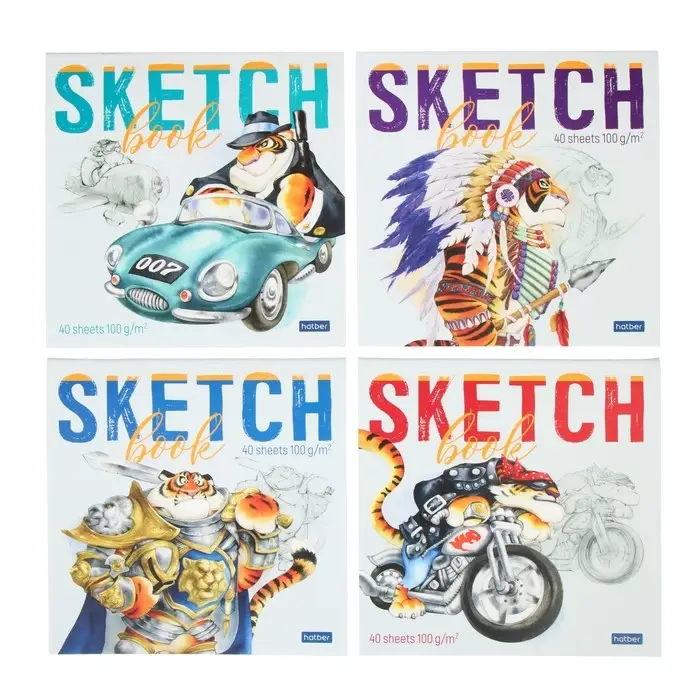 Блокнот-скетчбук 165 х 165 мм, 40 листов, "Будь тигром!", обложка мелованный картон, матовая ламинация, блок 100 г/м&sup2;