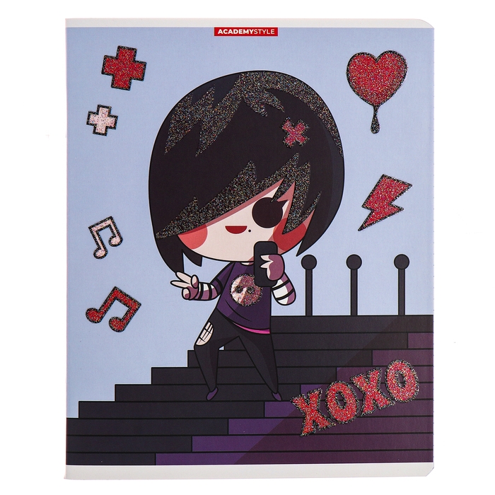 Тетрадь 48 листов в клетку Тетрадь 48 листов в клетку "Девочки готы", обложка мелованный картон, глиттер, МИКС