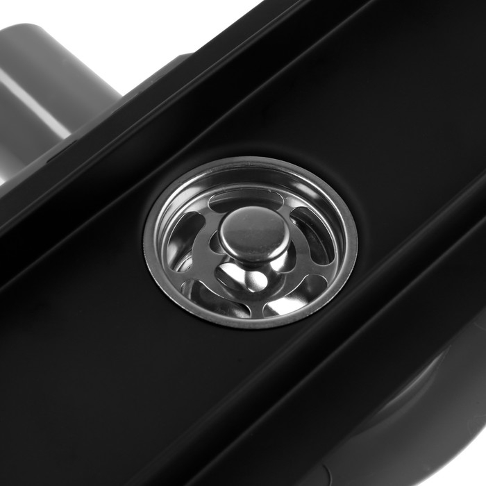 Трап ZEIN engr, c флaнцeм свободного вращ 360°, 7*50 см, d=40/50 мм, нерж сталь, черный