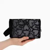 Косметичка Black beauty, с ручкой, на молнии, чёрная