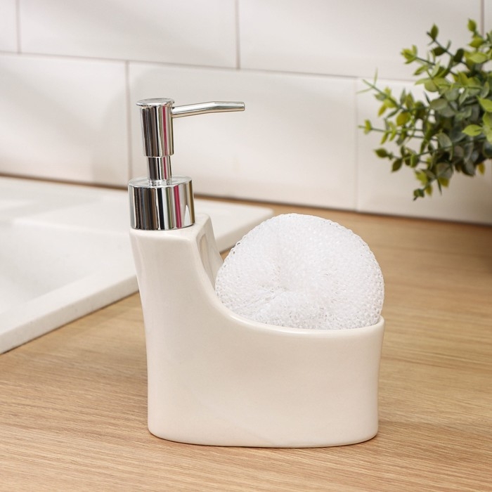 Дозатор для моющего средства с подставкой для губки Доляна «Романтика», 250 мл Дозатор для моющего средства с подставкой для губки Доляна «Романтика», 250 мл