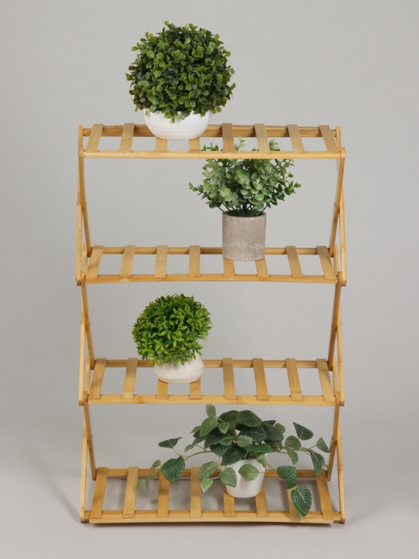 Подставка для цветов Greengo, 4 полки, 50 × 25 × 68 см, напольная, бамбук Подставка для цветов Greengo, 4 полки, 50 × 25 × 68 см, напольная, бамбук