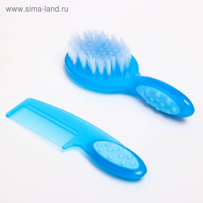 Набор по уходу за волосами, расческа+щетка, цвет голубой Набор по уходу за волосами, расческа+щетка, цвет голубой