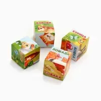 Кубики &laquo;Домашние животные&raquo;, по методике Монтессори, 4 шт., 3+