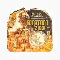 Монета новогодняя сувенирная «Богатого 2026», диам. 2,2 см