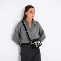 Сумка женская кросс-боди на молнии, 18&times;7&times;16 см, с животным принтом, чёрная