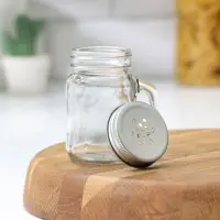 Солонка стеклянная «Банка», 100 мл, 7×5,5×8,5 см, рисунок МИКС