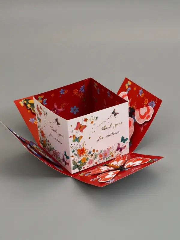 Коробка подарочная "Бабочки, Спасибо" 14,5 х 14,5 х 12,7 см