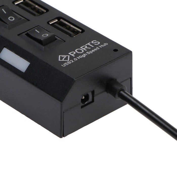 USB-разветвитель Luazon, 7 портов с выключателями, USB 2.0, черный USB-разветвитель Luazon, 7 портов с выключателями, USB 2.0, черный