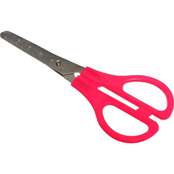 Ножницы канцелярские 13 см, пластиковые ручки, закруглённые концы с линейкой, корпус МИКС Ножницы канцелярские 13 см, пластиковые ручки, закруглённые концы с линейкой, корпус МИКС